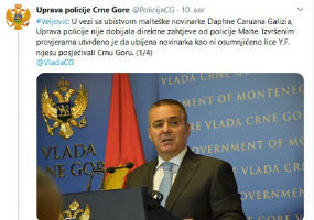 Црногорска полиција: Нисмо добијали захтеве с Малте у вези с убиством новинарке